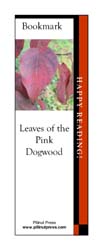 This bookmark depicts a Dogwood leaf in fall.
