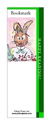 This bookmark depicts the Easter Bunny hard at work decorating eggs.