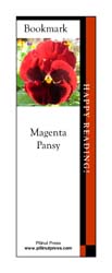 This bookmark depicts a Magenta Pansy.