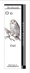 This bookmark depicts the letter O and an owl.