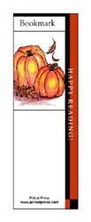 This bookmark depicts fall pumpkins.