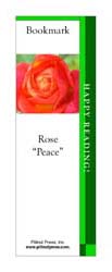 This bookmark depicts a Peace Rose.