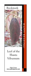 This bookmark depicts Shasta Viburnum leaf in fall.