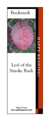 This bookmark depicts a Smoke Bush leaf in fall.