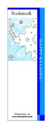 This bookmark depicts snowflakes.