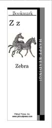 Z is for Zebra Bookmark This bookmark depicts the letter Z and two Zebras.